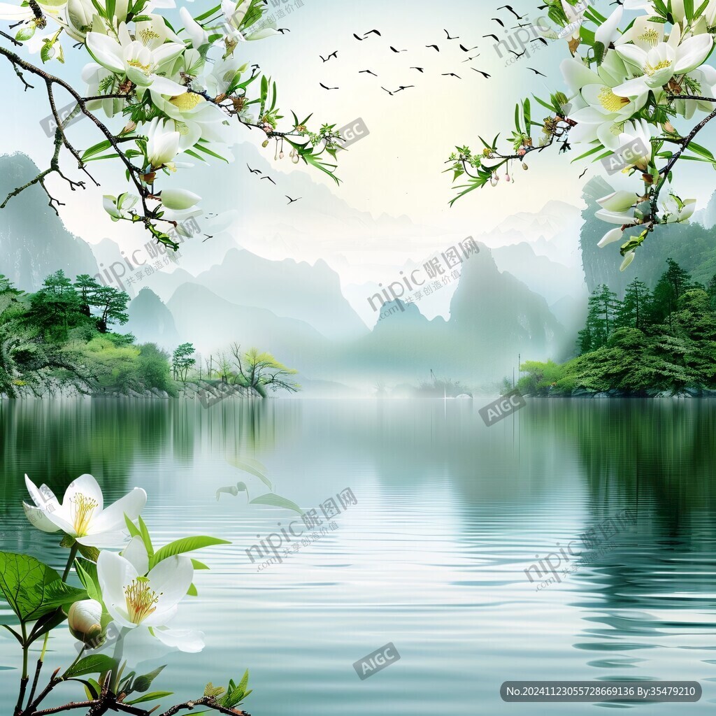 山水風(fēng)景背景墻裝飾畫