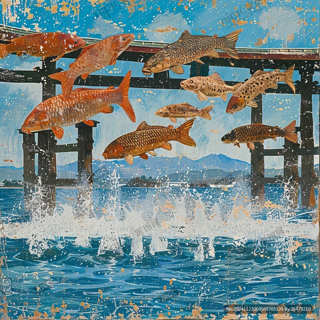 曬魚插畫