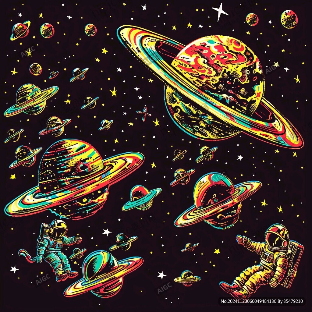 手繪銀河星系外星生物
