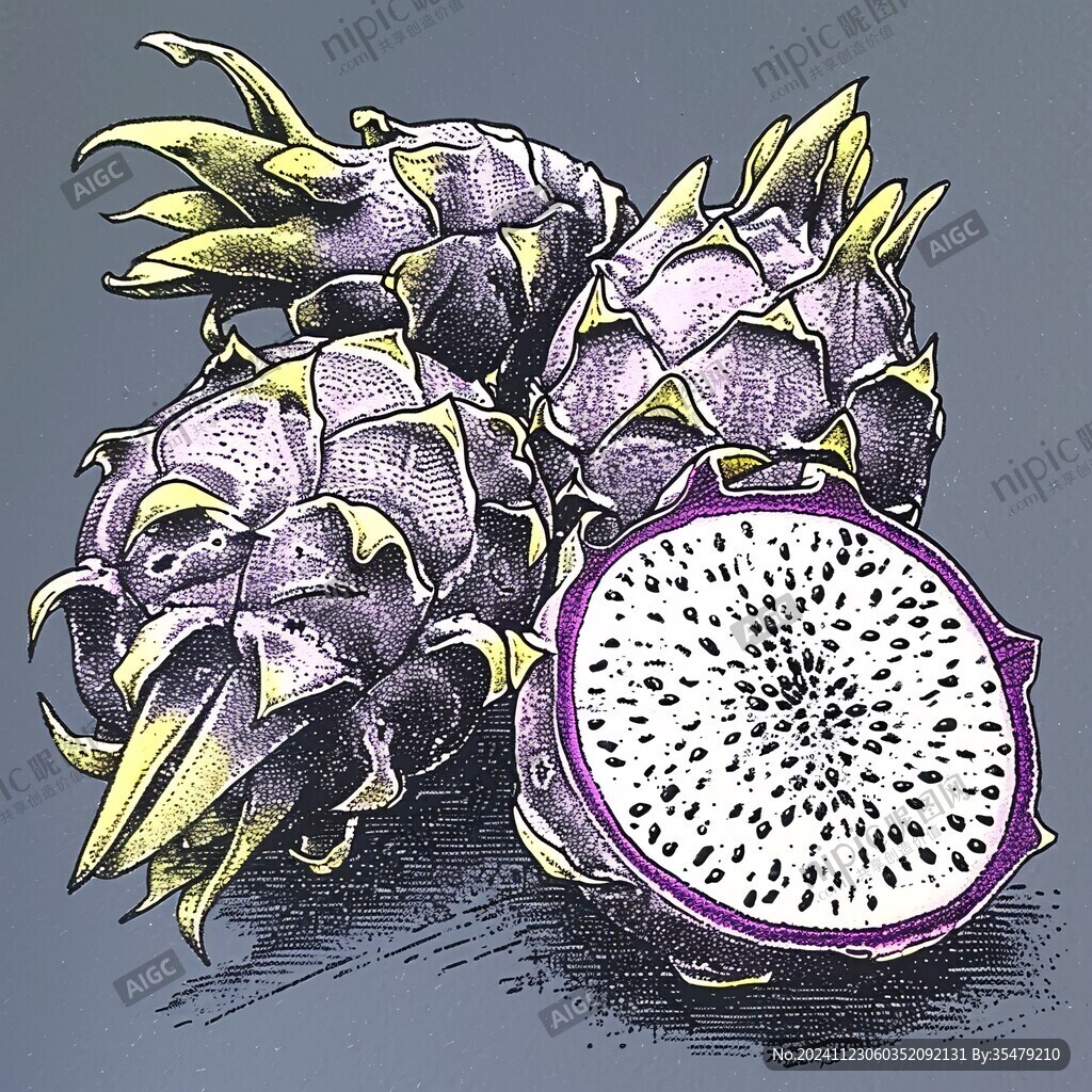 火龙果包装插画 火龙果包装插画