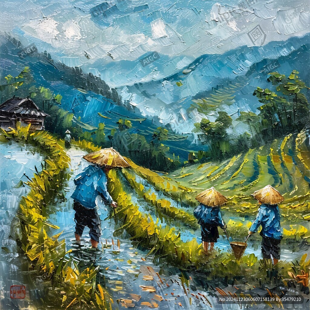 稻田油畫