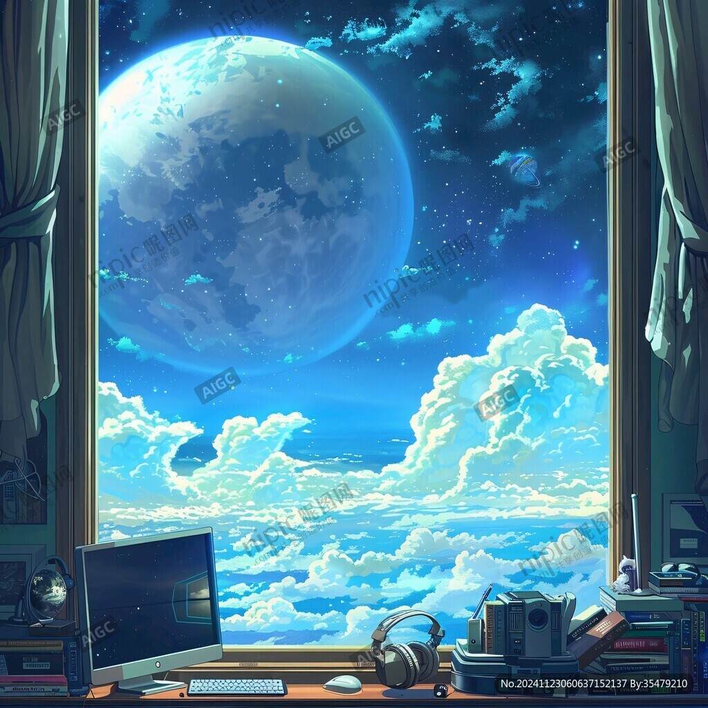 漫畫場(chǎng)景房間夜晚