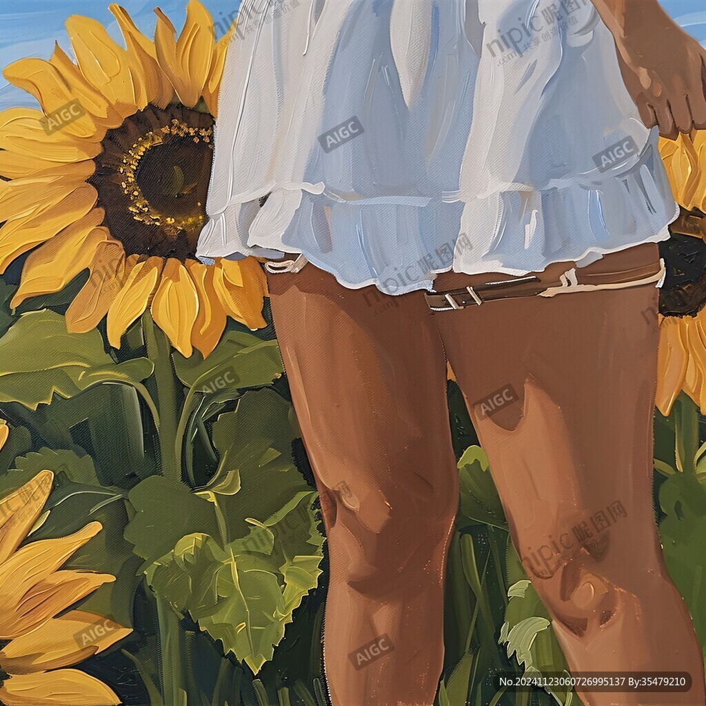 手繪向日葵美女