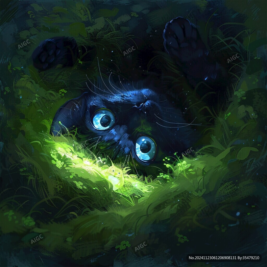小黑貓插畫