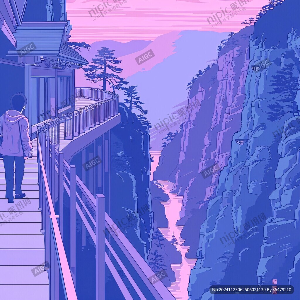 雁蕩山插畫