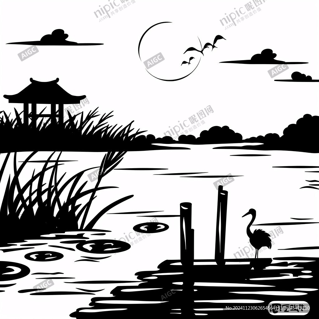 陽澄湖插畫