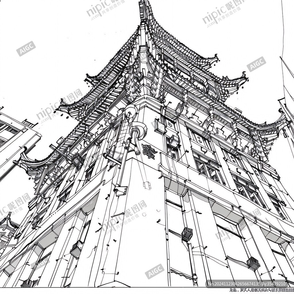 西北地區(qū)地標(biāo)建筑線稿