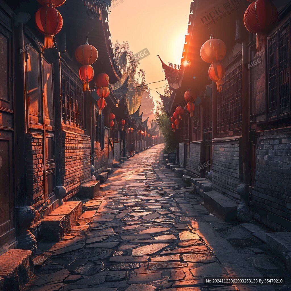 古街日出