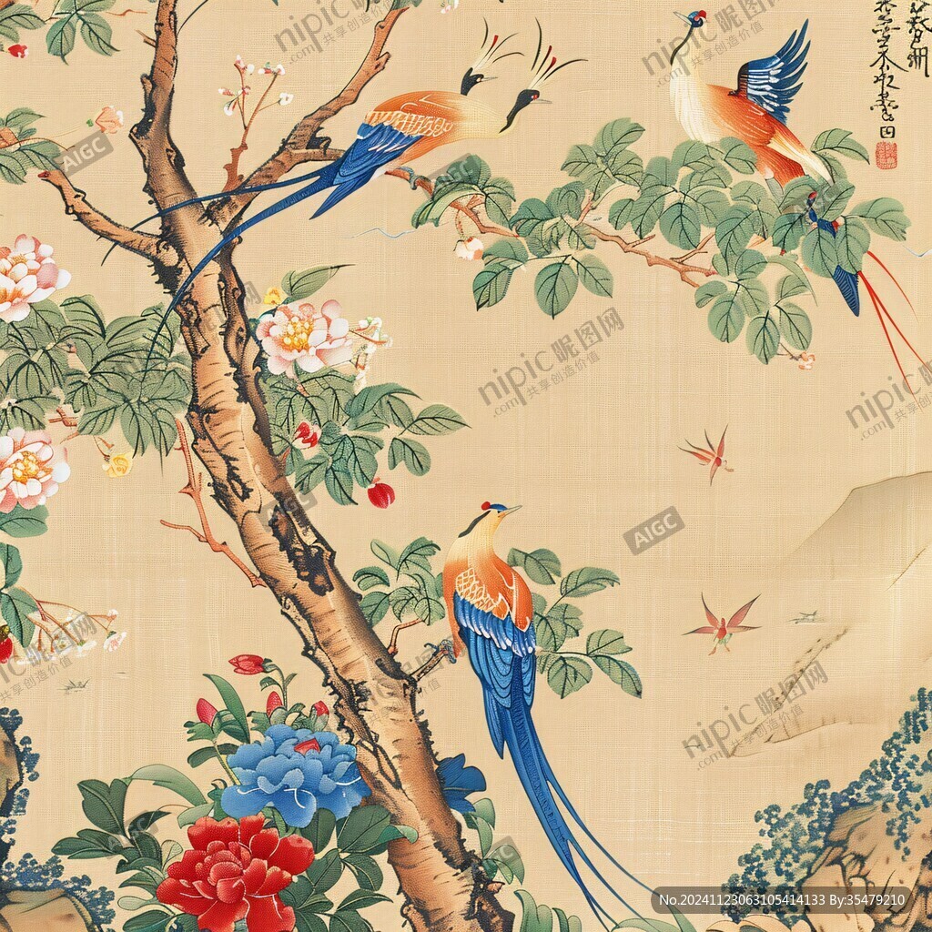 工筆花鳥墻紙壁紙