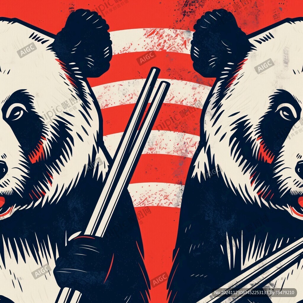 熊貓插畫(huà)圖案印花