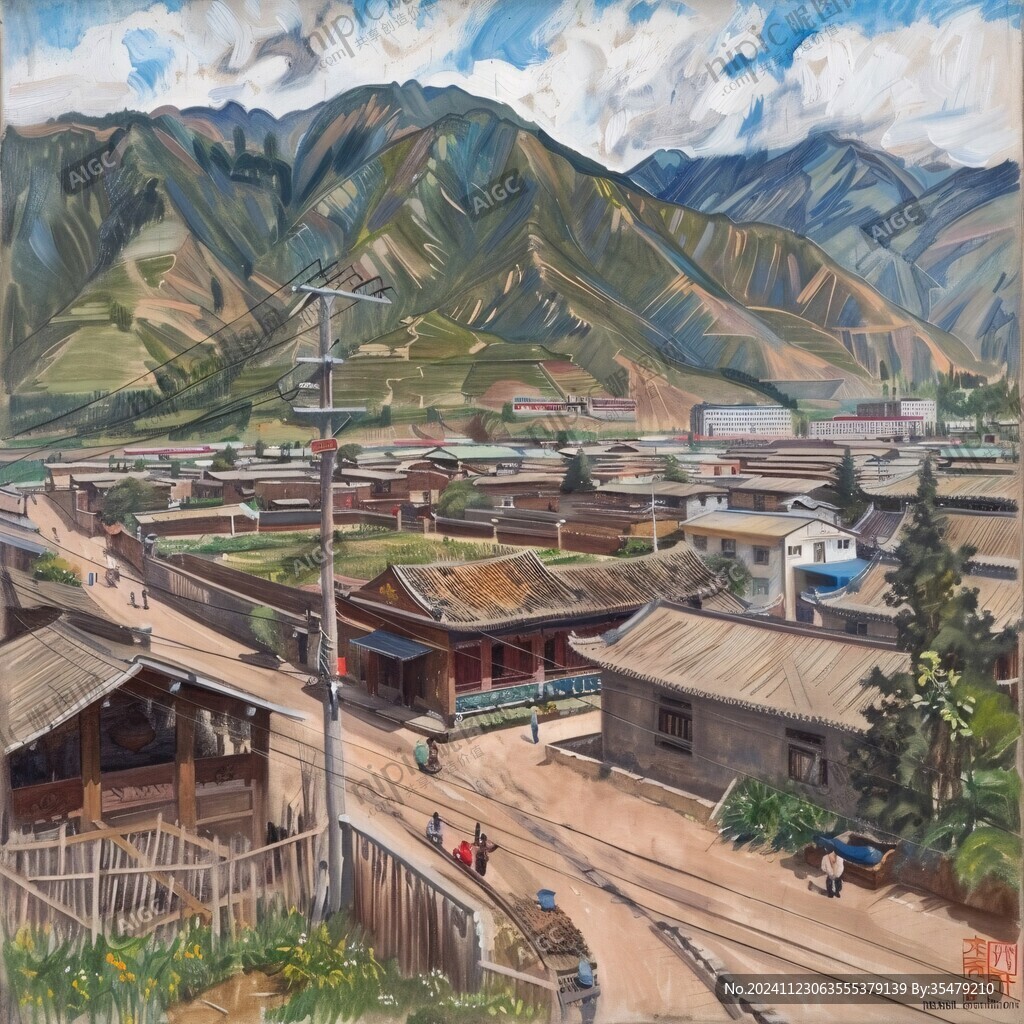 納西族城市插畫