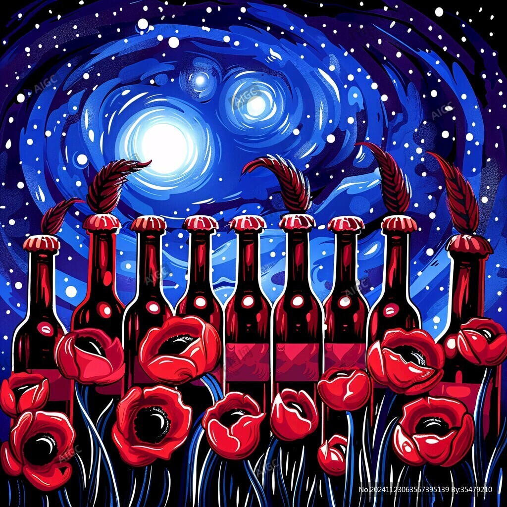 紅酒包裝插畫