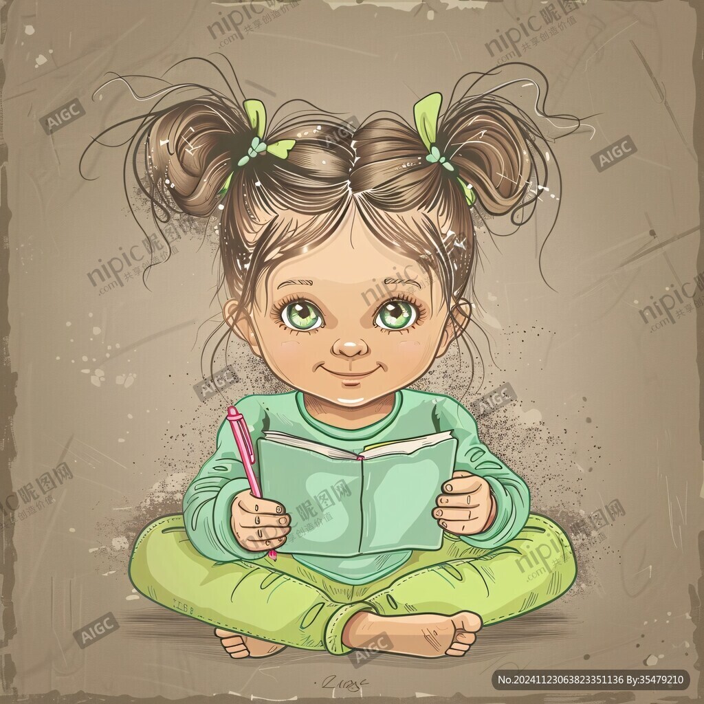 聰慧的小女孩插畫