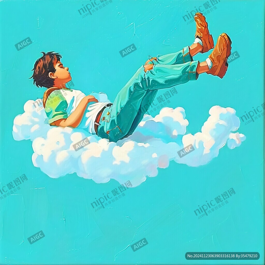 飛天男孩插畫