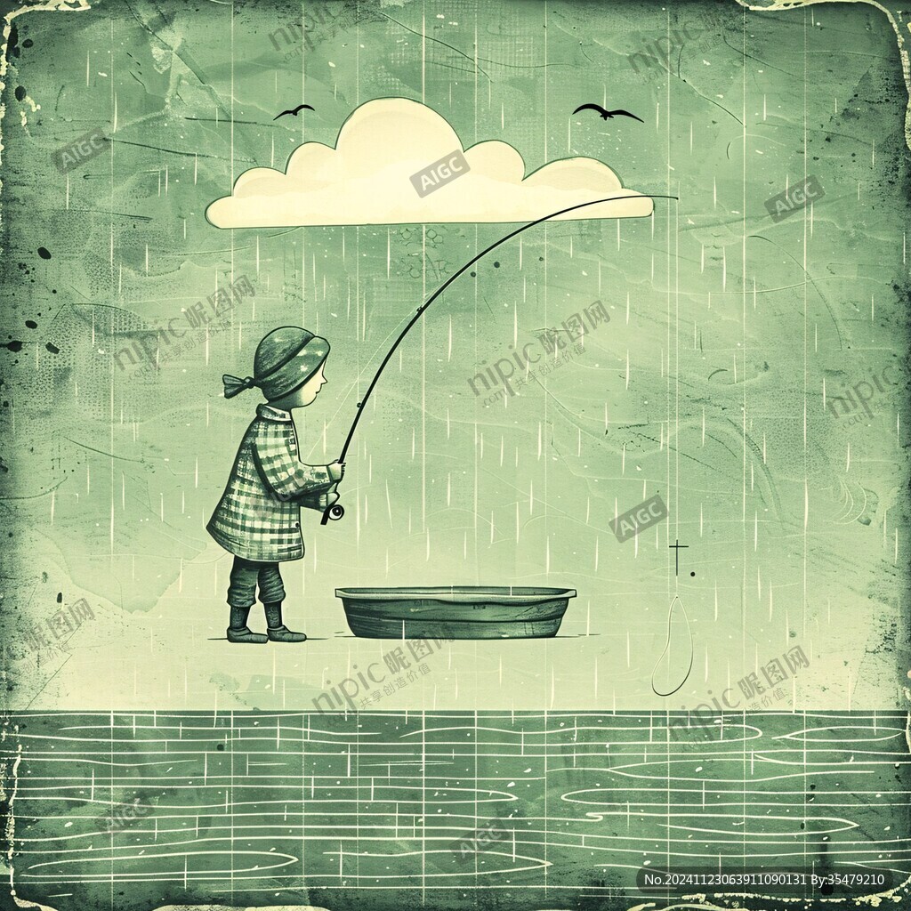 雨中的釣魚
