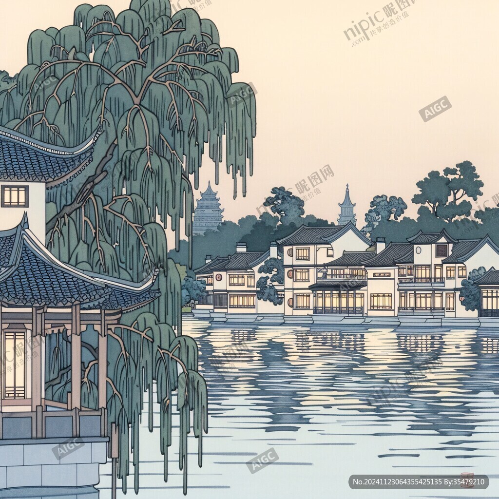 莫愁湖插畫