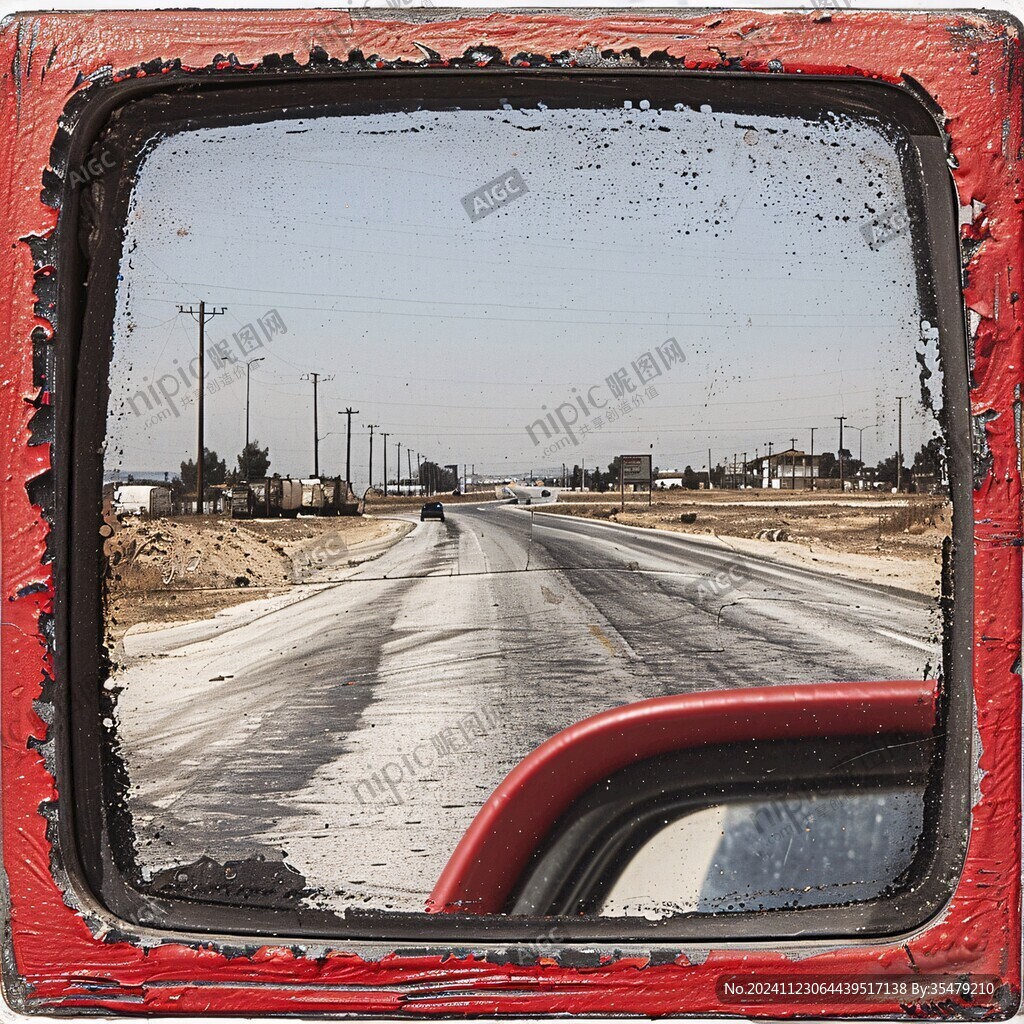 小車后視鏡里的道路