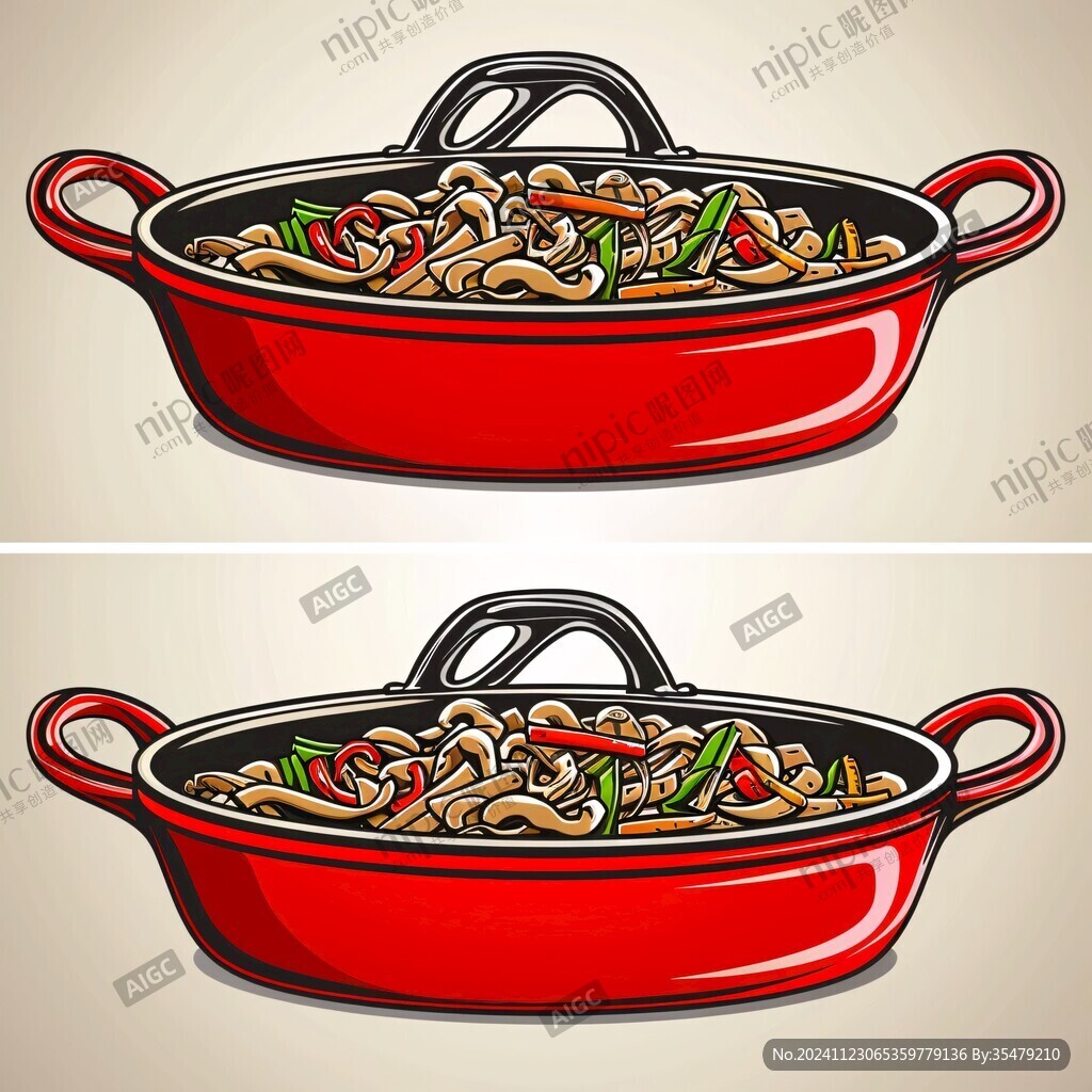 鐵鍋燜面插畫