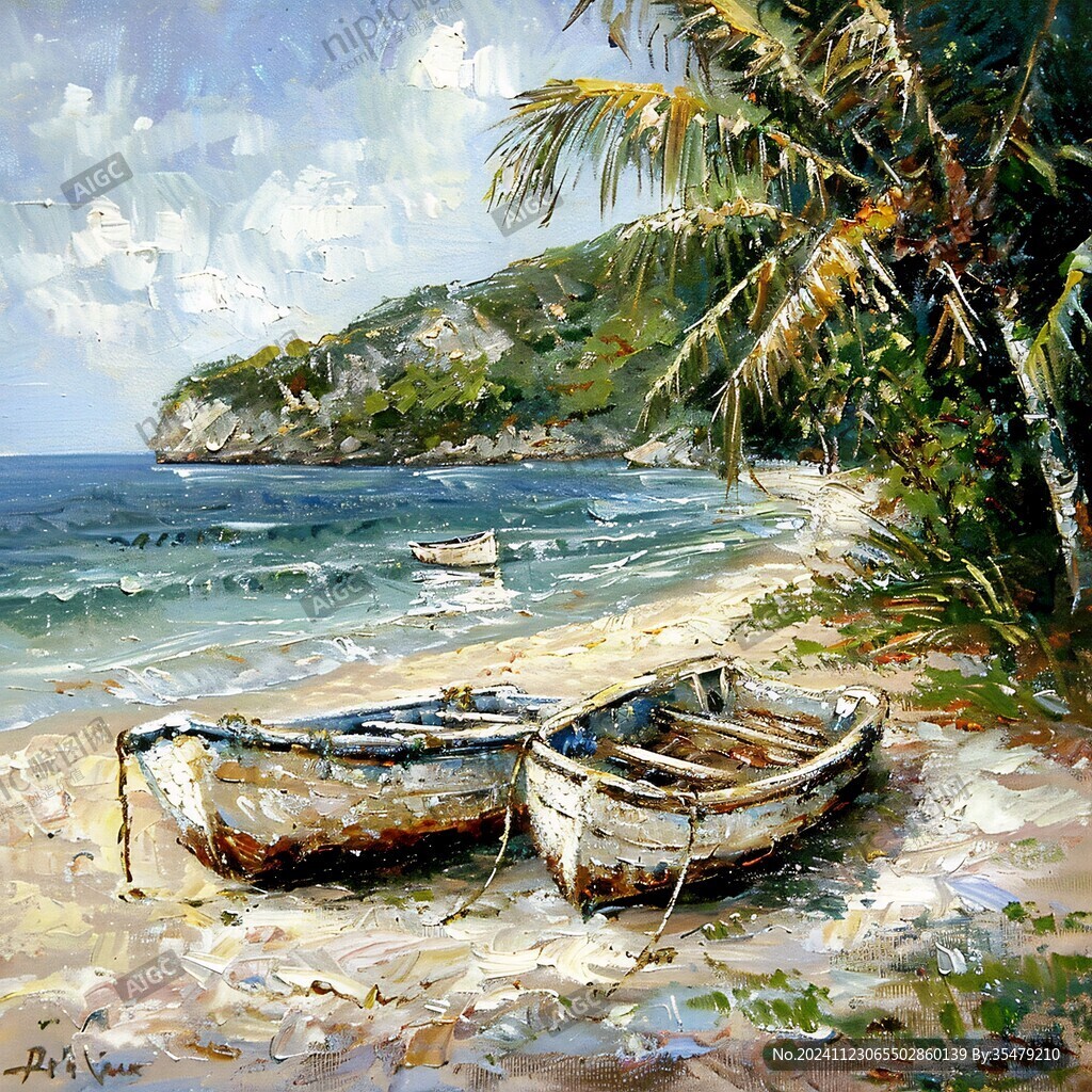 歐美手繪海景油畫