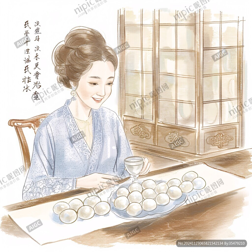 湯圓包裝插畫