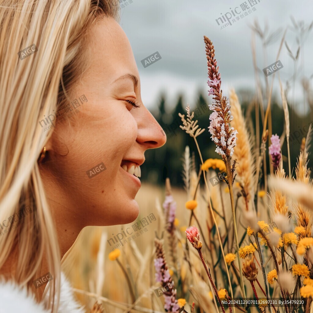 快樂側(cè)面看只有一人女性