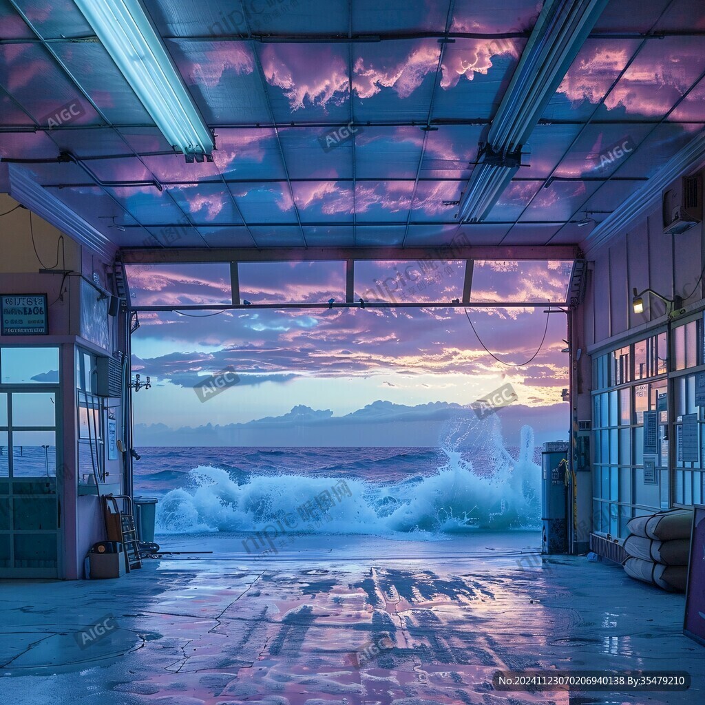 粉紅色超現(xiàn)實海景