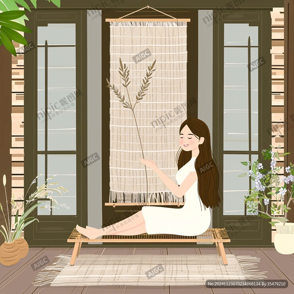 客廳的插畫女孩