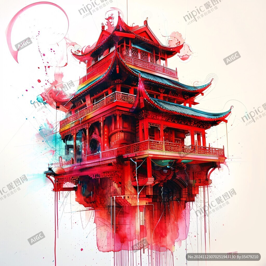 樓閣插畫
