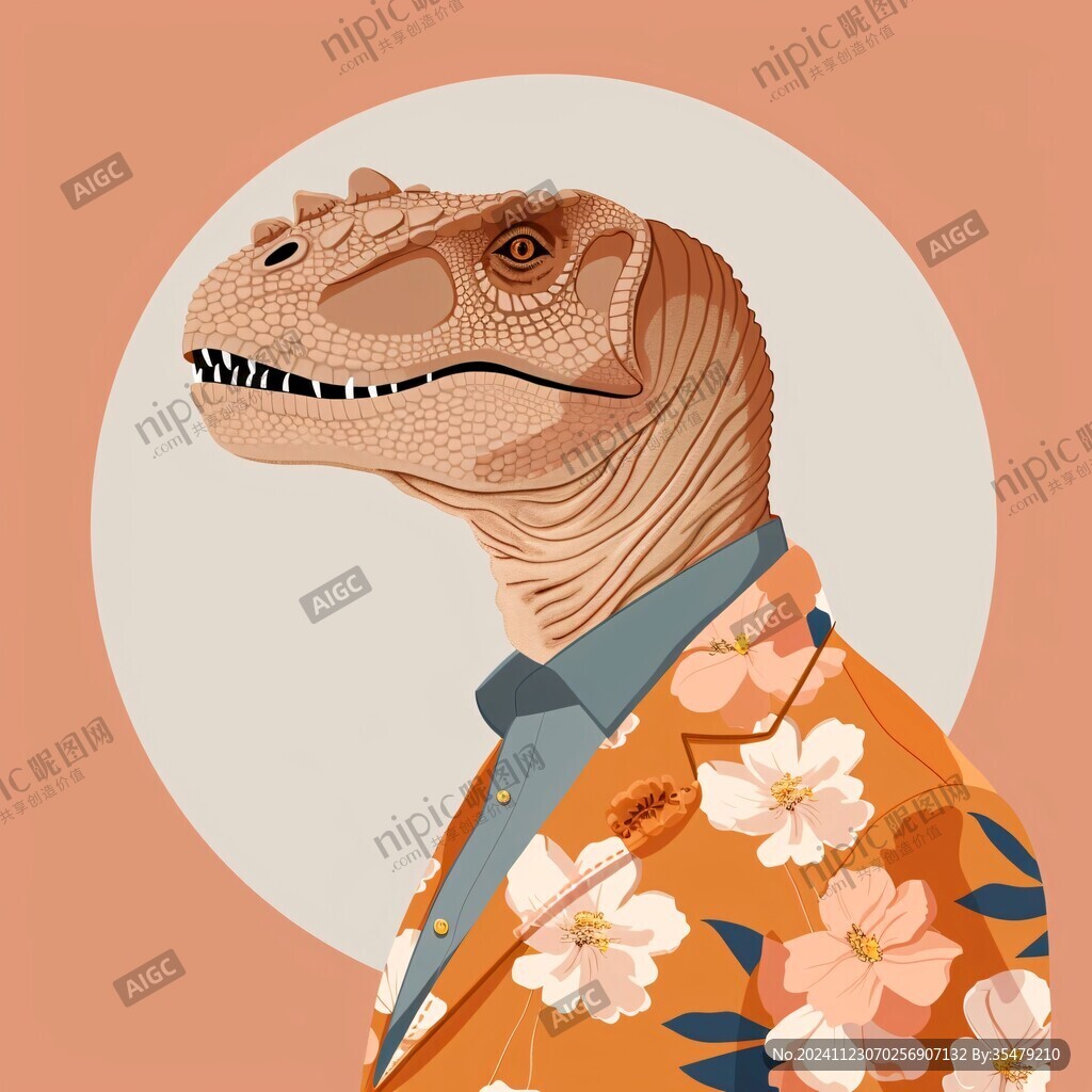 恐龍頭像印花