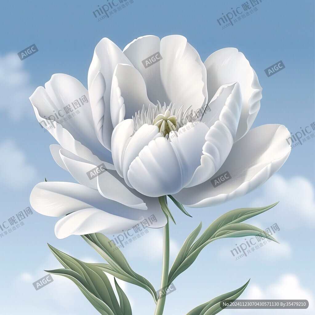 白色花插畫