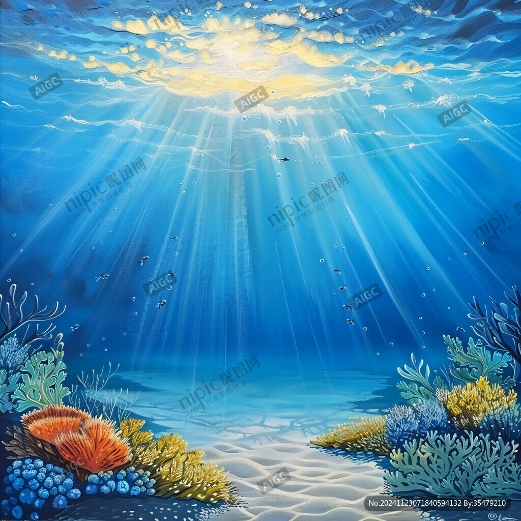 紋理海底世界夢幻藍色