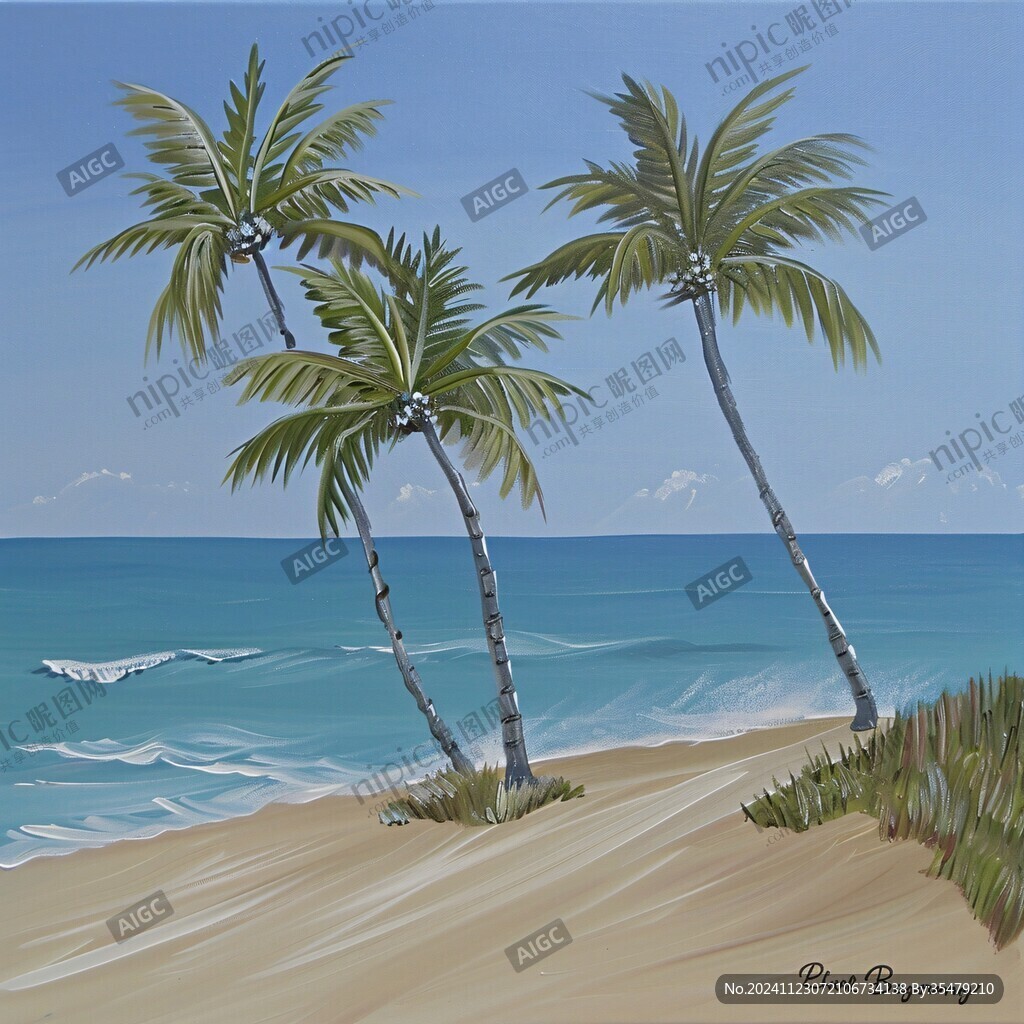 夏威夷海灘油畫
