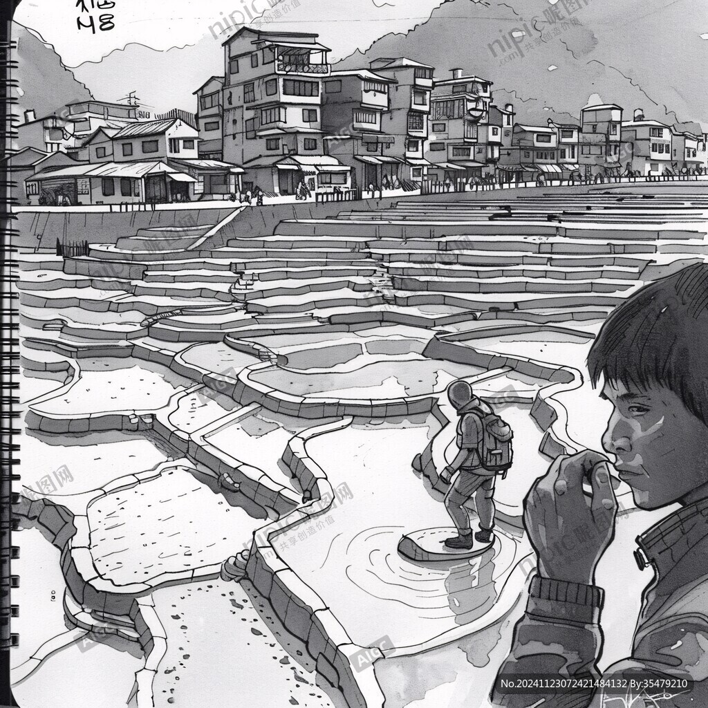 梯田手繪