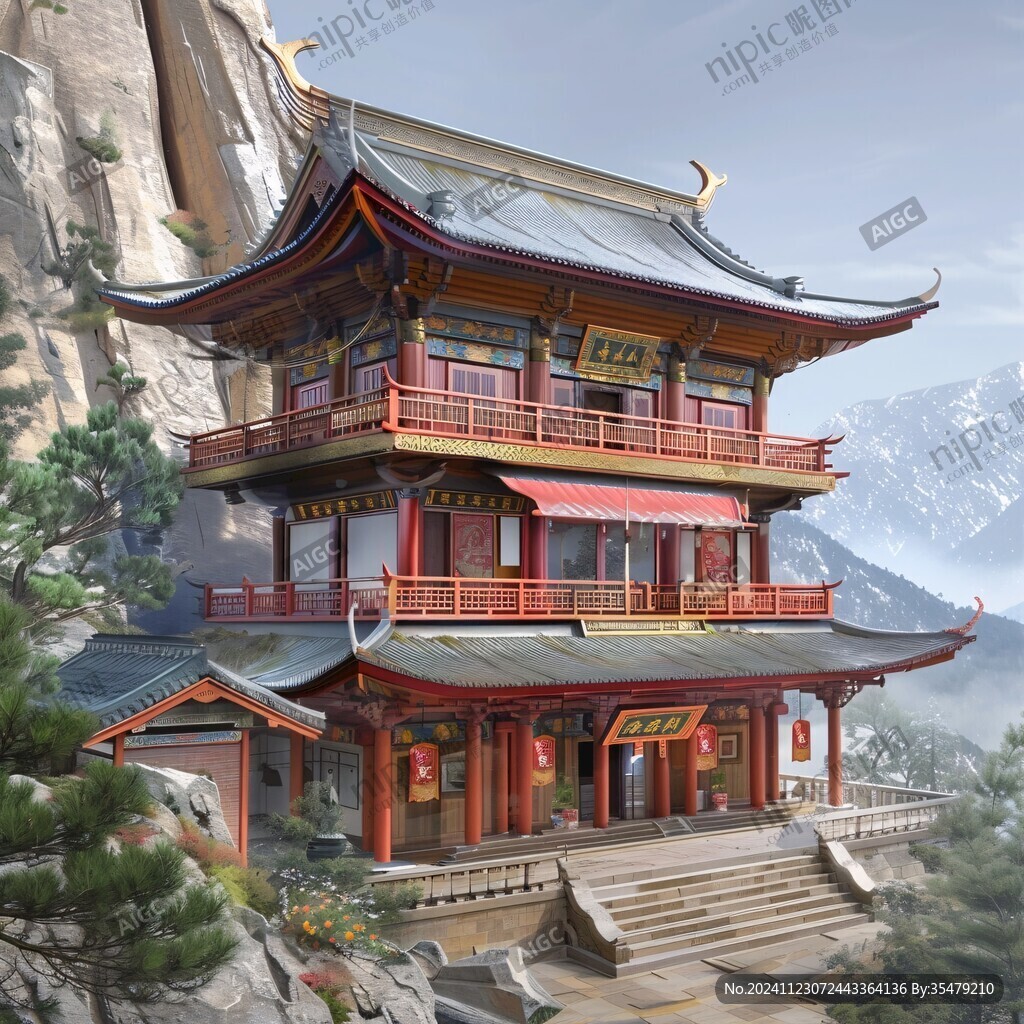 中式古典廟宇閣樓