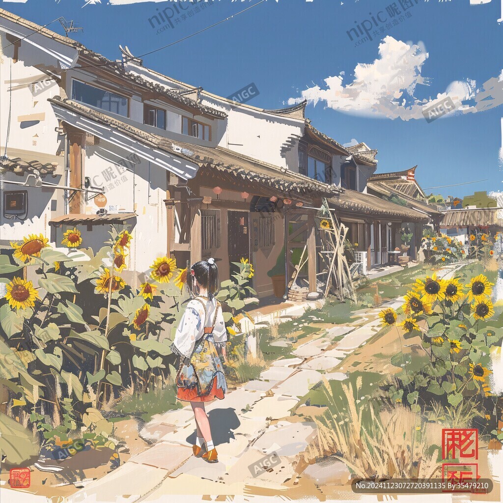 束河古鎮(zhèn)插畫