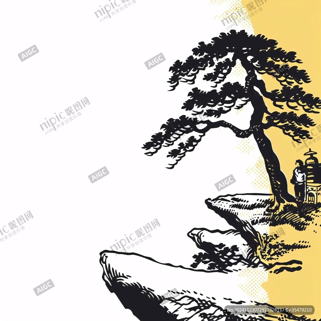 迎客松隔斷背景