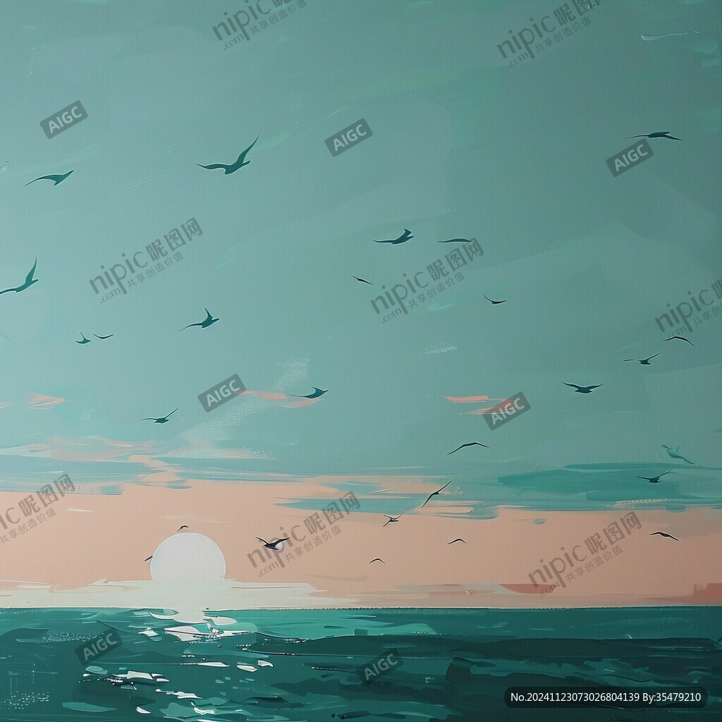 插畫(huà)海平面