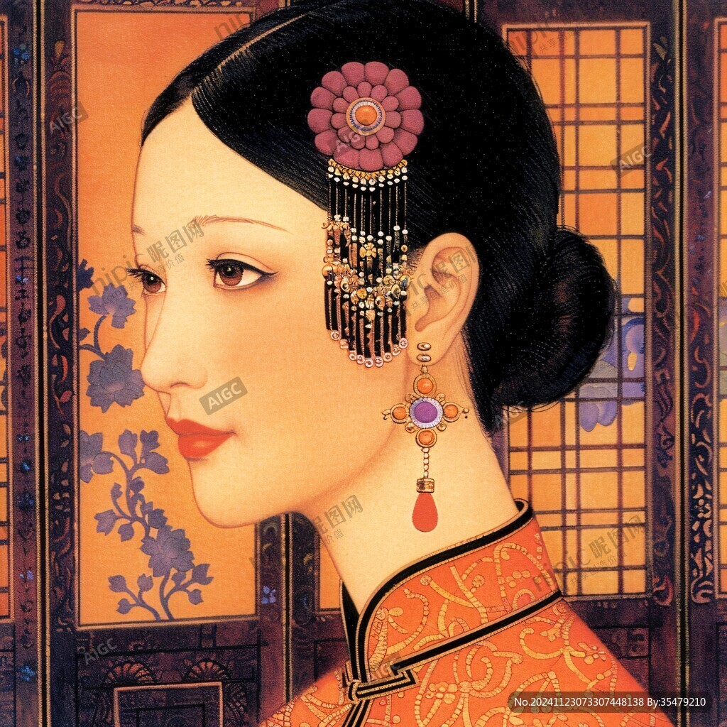 清朝美人插畫