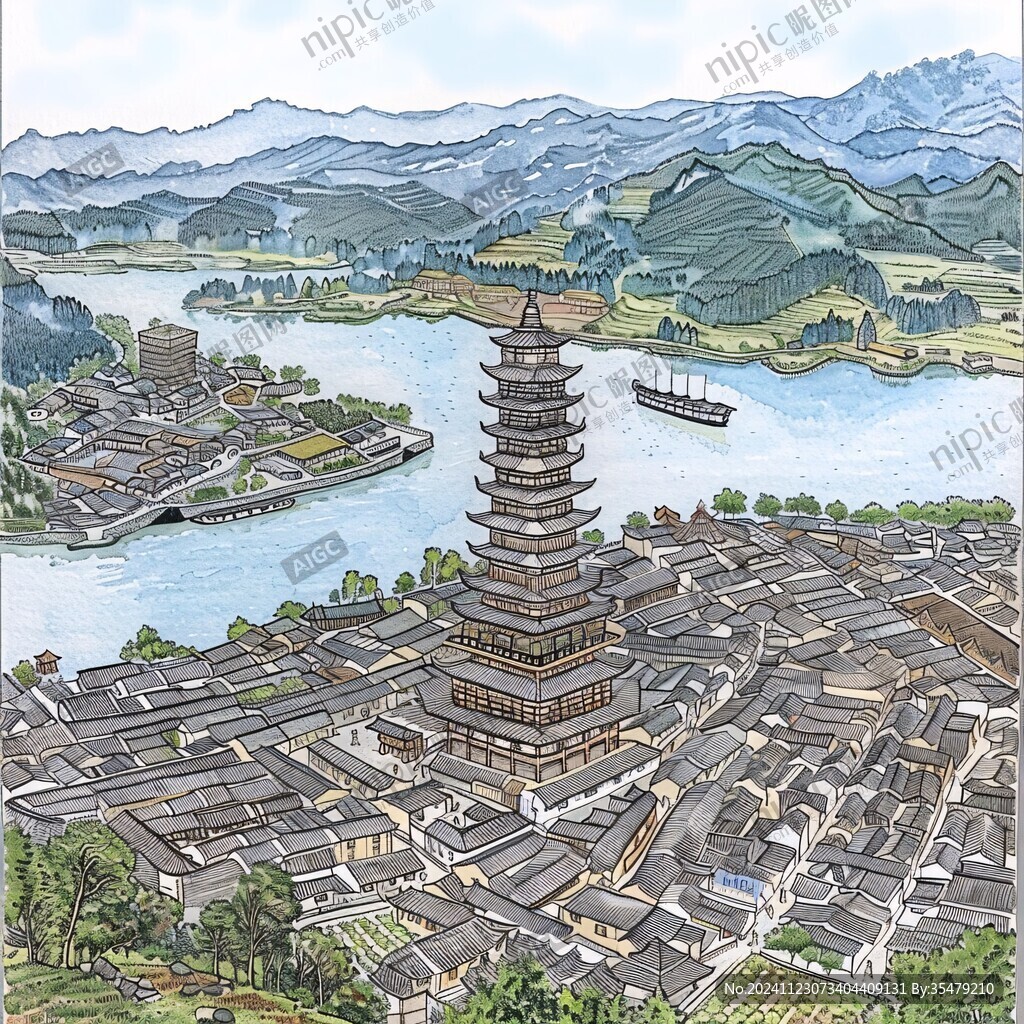 寶光塔插畫