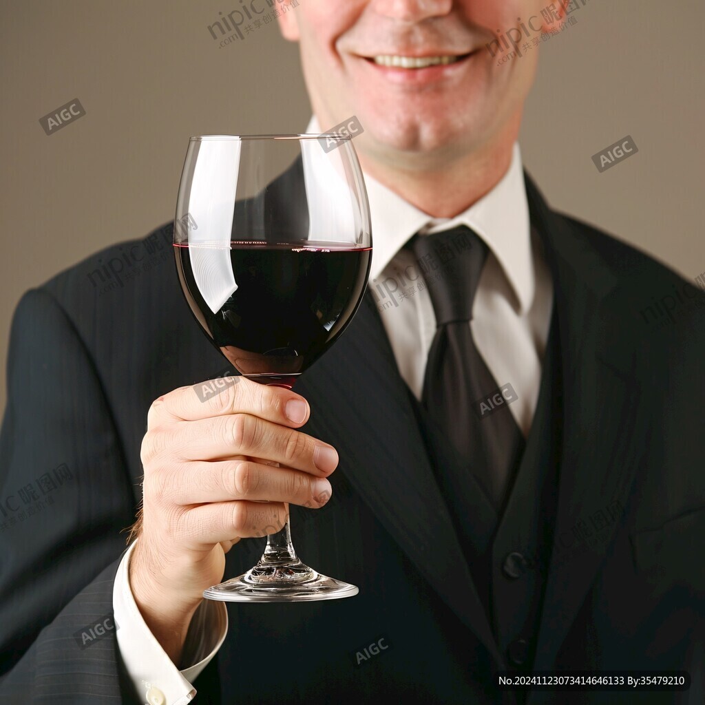 端酒杯的男人