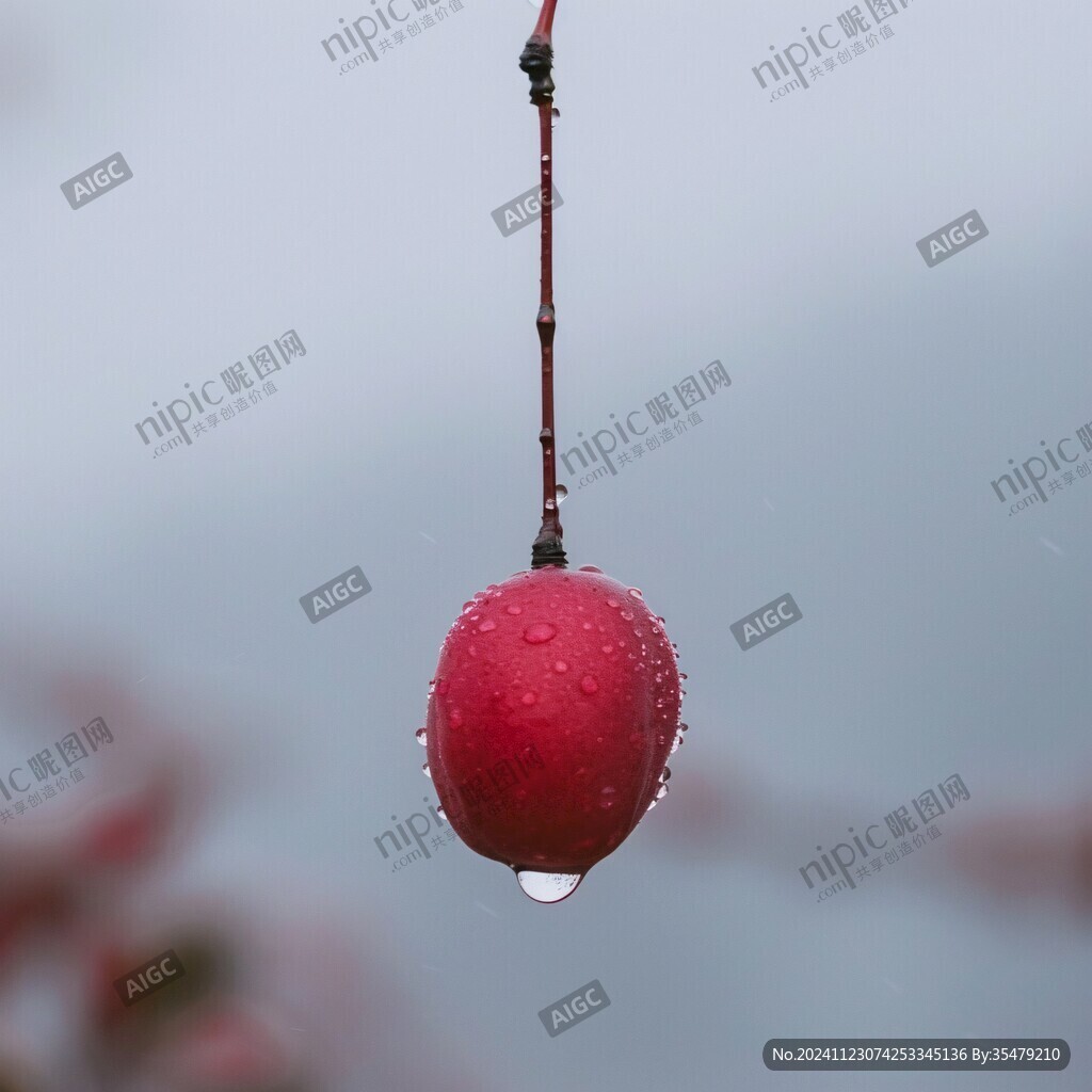 雨中紅果