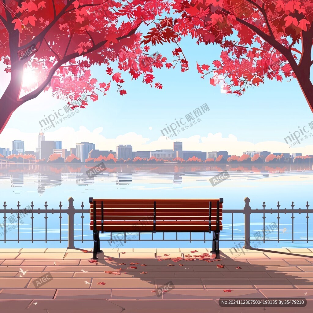 湖畔插畫