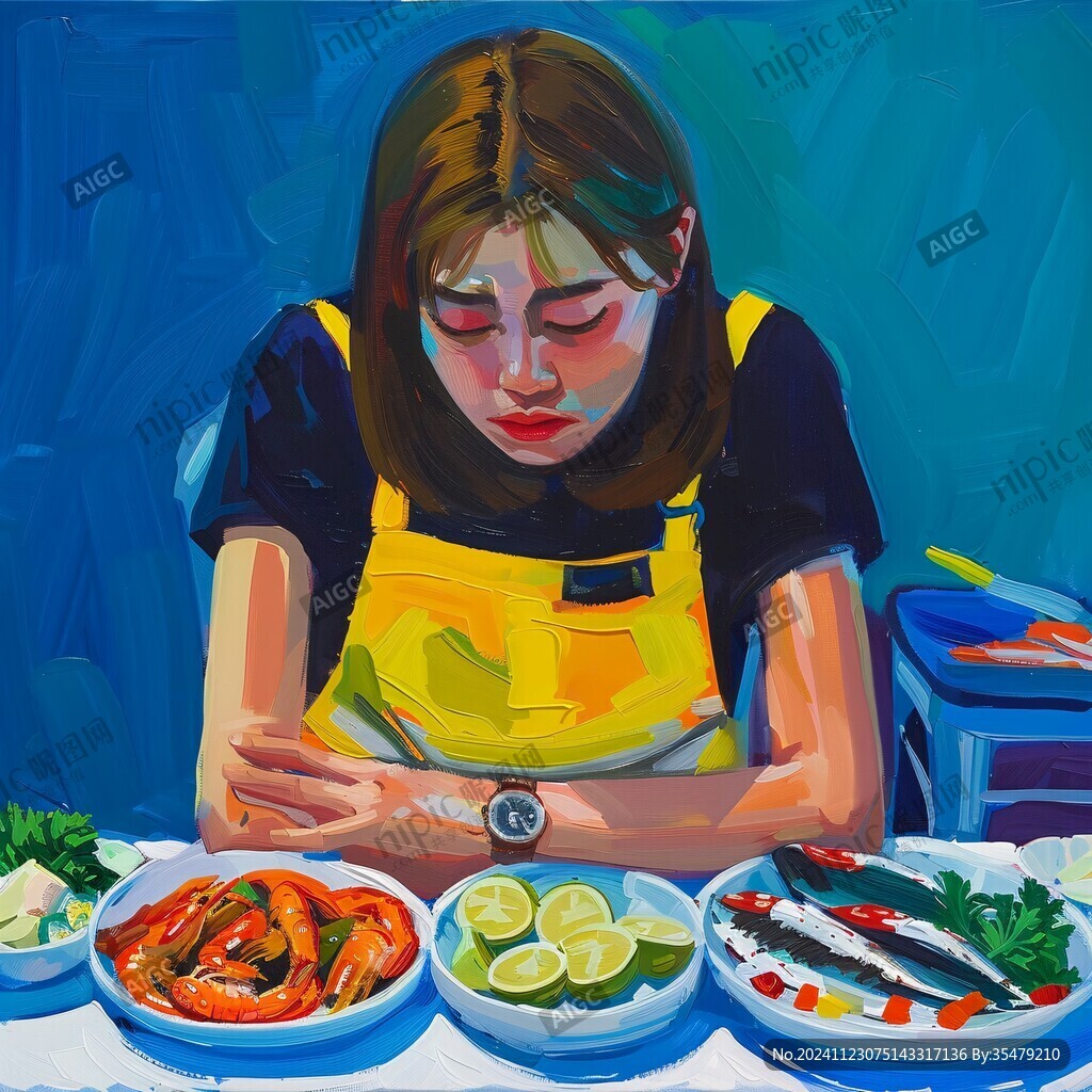 美女小龍蝦插畫