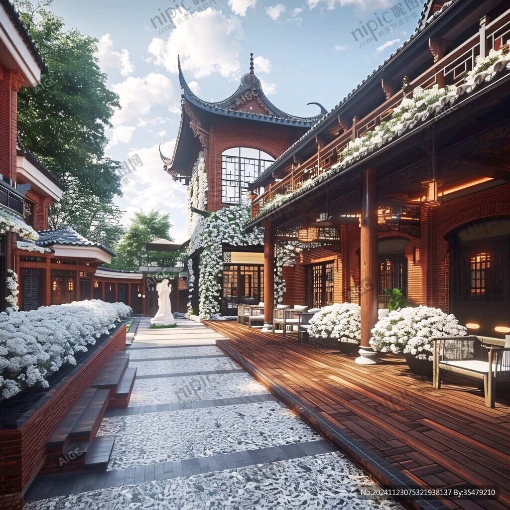 亭臺(tái)樓閣中式宅院