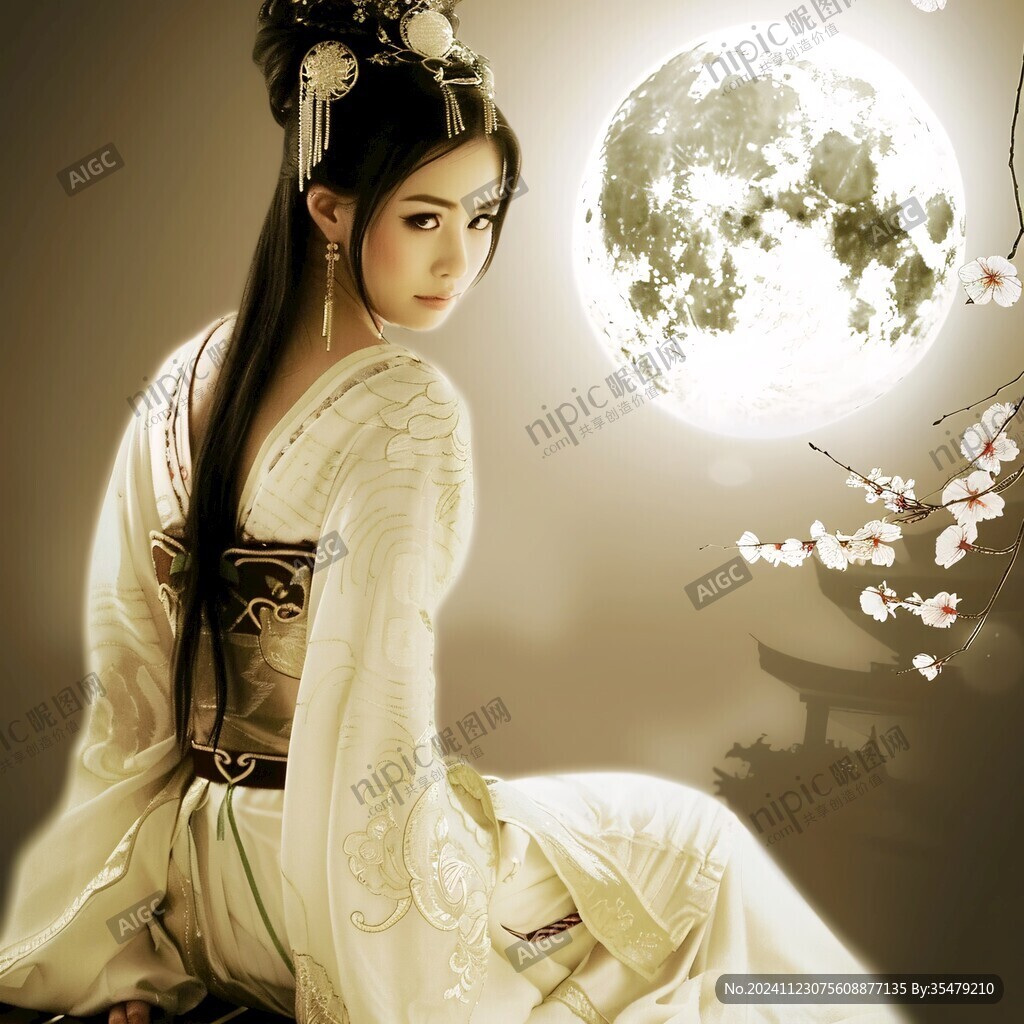 貂蟬拜月古典美女