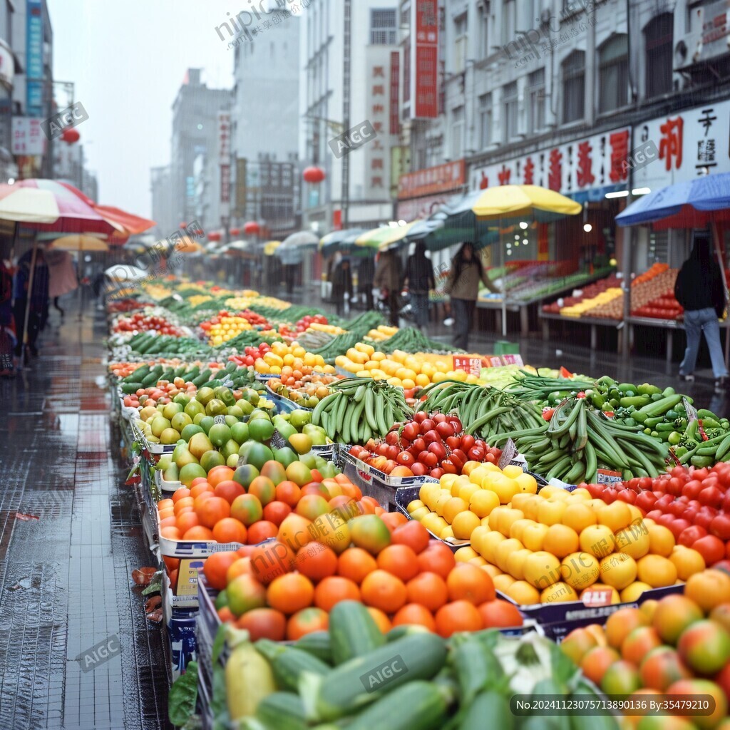 雨中農(nóng)貿(mào)市場