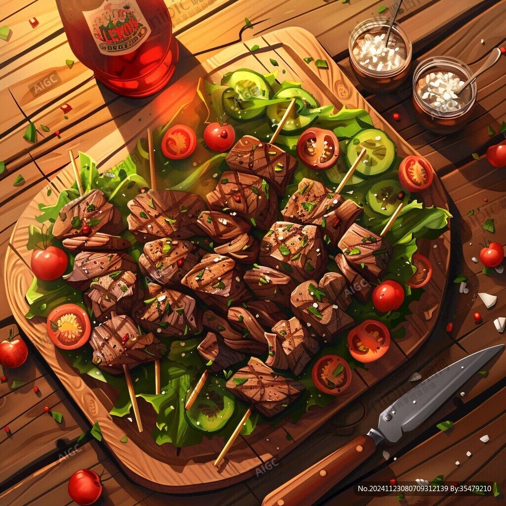 烤羊肉串插畫