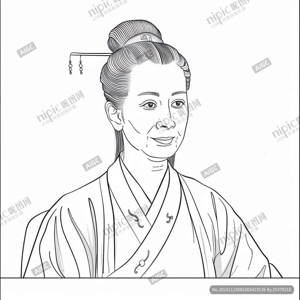 祖沖之頭像線稿