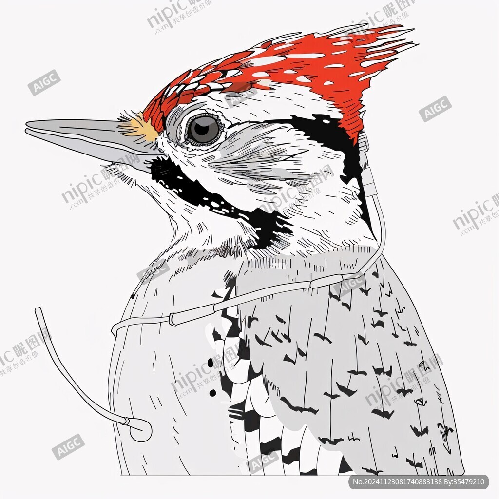 手繪啄木鳥