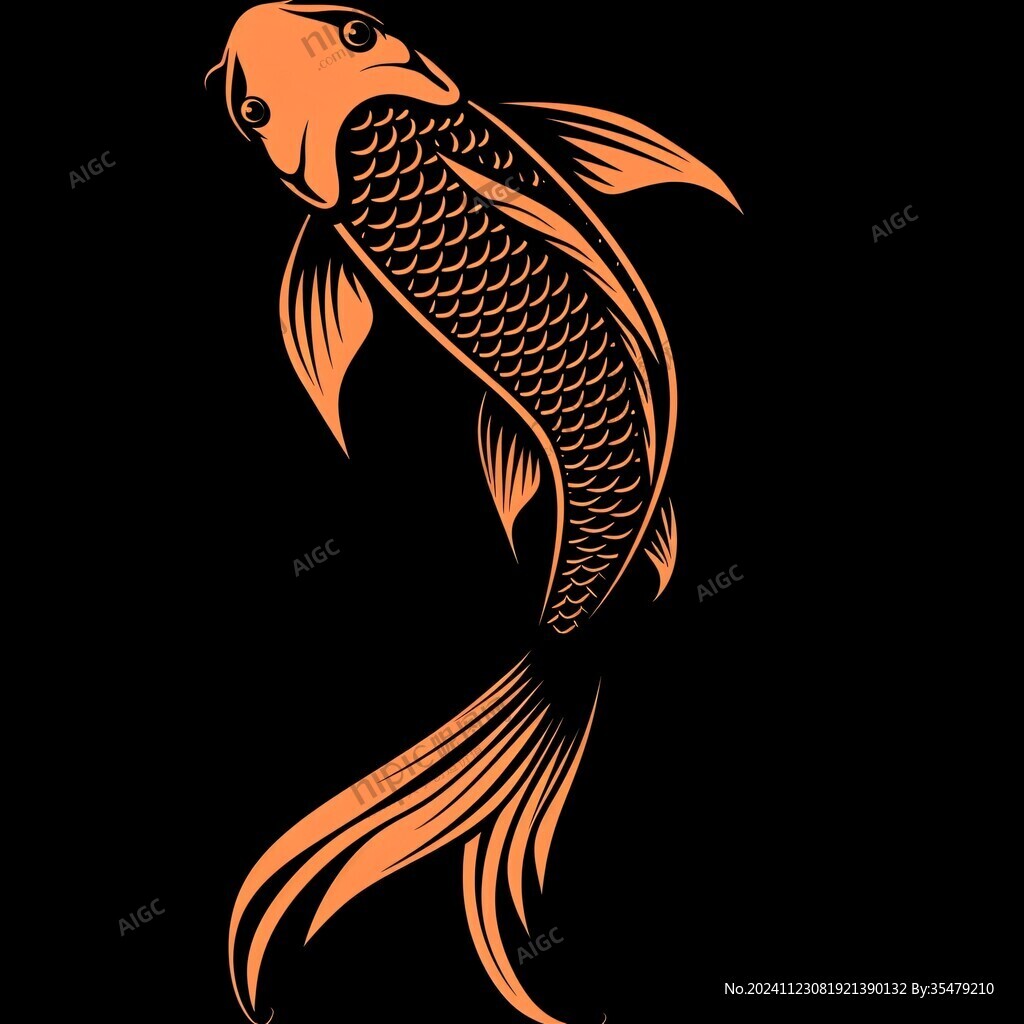 金色鯉魚(yú)金色線(xiàn)條